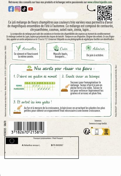 Mélanges de fleurs - Mélange Champêtre - 10 m² - Mélange de fleurs - MEDIA_PACKAGING_VERSO